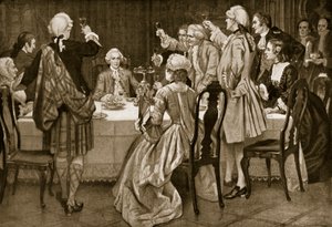 الأمير تشارلز إدوارد في هوليرود ، رسم توضيحي من قصة هاتشينسون للأمة البريطانية ، ج .1923 بواسطة مدرسة اللغة الإنجليزية