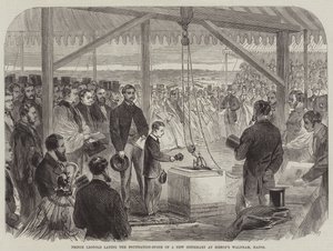 الأمير ليوبولد يضع حجر الأساس لمستشفى جديد في Bishop's Waltham ، Hants (نقش) بواسطة مدرسة اللغة الإنجليزية