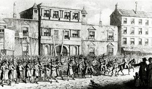 موكب 1741 في لندن يسخر من الماسونيين ، 1843 بواسطة مدرسة اللغة الإنجليزية