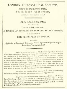 برنامج محاضرات Coleridges 1808 بواسطة مدرسة اللغة الإنجليزية