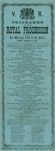 برنامج الموكب الملكي بمناسبة زيارة صاحبة الجلالة لكاتدرائية سانت بولس ، لندن ، 27 فبراير 1872 بواسطة مدرسة اللغة الإنجليزية