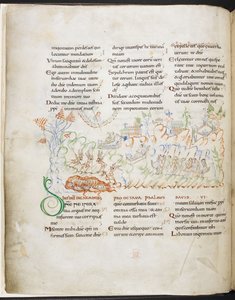 مزمور 6 من سفر مزامير هارلي، Harley MS 603 f.3v بواسطة مدرسة اللغة الإنجليزية