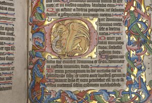 سفر المزامير مع استخدام Sarum ، Fol 84 recto ، التفاصيل ، c.1425-75 بواسطة مدرسة اللغة الإنجليزية