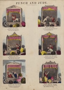 Punch and Judy Show (coloured engraving) بواسطة مدرسة اللغة الإنجليزية