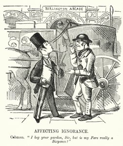 Punch cartoon: Affecting Ignorance: London cab driver (engraving) بواسطة مدرسة اللغة الإنجليزية