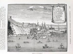 كيبيك ، بعد La Potherie (1663-1736) ، توضيح من المجلد الرابع من "السرد والتاريخ النقدي لأمريكا" ، 1886 بواسطة مدرسة اللغة الإنجليزية