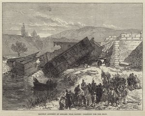 حادث سكة حديد في أنتيبس ، بالقرب من مدينة كان ، يسحب الموتى (نقش) بواسطة مدرسة اللغة الإنجليزية