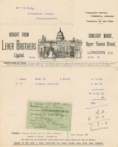 إيصال لشركة Lever Brothers Limited بواسطة مدرسة اللغة الإنجليزية