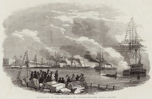 Reception of Her Majesty at Kingstown, the Royal Salute (engraving) بواسطة مدرسة اللغة الإنجليزية