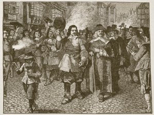 استقبال مونك في مدينة لندن ، رسم توضيحي من Cassells Illustrated History of England (sepia photo) بواسطة مدرسة اللغة الإنجليزية