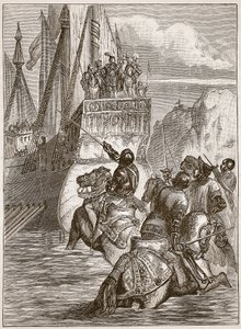 استقبال الإمبراطور سيجيسموند ، رسم توضيحي من Cassells Illustrated History of England (sepia photo) بواسطة مدرسة اللغة الإنجليزية
