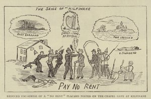 Reduced Fac-simile of a "No Rent" Placard posted on the Chapel Gate at Kilfinane (engraving) بواسطة مدرسة اللغة الإنجليزية