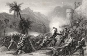 صد طلعة قبل دلهي ، من "تاريخ التمرد الهندي" ، نُشر عام 1858 بواسطة مدرسة اللغة الإنجليزية