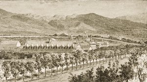 سكن بريغام يونغ (1801-1877) الرئيس الثاني لكنيسة المورمون ، سولت ليك سيتي ، يوتا ، من "الصور الأمريكية" ، نشرته جمعية المسالك الدينية ، 1876 بواسطة مدرسة اللغة الإنجليزية