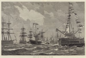 مراجعة للأسطول في Spithead بواسطة الملكة (نقش) بواسطة مدرسة اللغة الإنجليزية