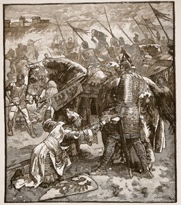 روبرت يسأل العفو عن آبائه ، رسم توضيحي من Cassells Illustrated History of England (sepia photo) بواسطة مدرسة اللغة الإنجليزية