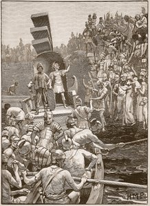 الجنود الرومان يغادرون بريطانيا ، رسم توضيحي من Cassells Illustrated تاريخ إنجلترا (صورة بني داكن) بواسطة مدرسة اللغة الإنجليزية