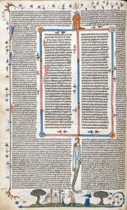 Royal 10 E. IV ، f.30v ، نص ومشهد لرجل وامرأة خارج مبنى ، من "The Smithfield Decretals" (ورق) بواسطة مدرسة اللغة الإنجليزية