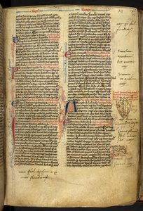 Royal 14 C.VII ff.86v زخرفة الحدود مع شعار النبالة لريتشارد قلب الأسد ، رسم توضيحي من "ماثيو باريس ، هيستوريا أنجلوروم ، كرونيكا الكبرى ، الجزء الثالث" بواسطة مدرسة اللغة الإنجليزية