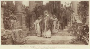 Royal Academy Prize Design for Decoration of a Public Building, "St Augustine Preaching Christianity in England" (engraving) بواسطة مدرسة اللغة الإنجليزية