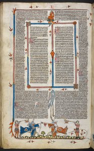 Royal MS 10 IV f.065v Knights Jousting مع زخرفة هامشية ، رسم توضيحي من 