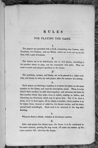 قواعد لعب لعبة بانر لامع أو مهاجرون إلى الولايات المتحدة ، c.1840 بواسطة مدرسة اللغة الإنجليزية