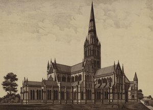 Salisbury Cathedral, from the North East (litho) بواسطة مدرسة اللغة الإنجليزية