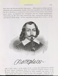 صموئيل دي شامبلين (c.1567-1635) توضيح من المجلد الرابع من "السرد والتاريخ النقدي لأمريكا" ، 1886 بواسطة مدرسة اللغة الإنجليزية