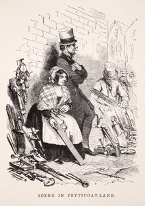 مشهد في Petticoat-Lane ، رسم توضيحي من London Labour و London Poor بواسطة Henry Mayhew ، حانة. 1862 بواسطة مدرسة اللغة الإنجليزية