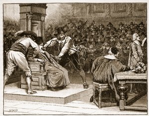 مشهد في مجلس العموم: الإكراه على مكبر الصوت ، التوضيح من Cassells Illustrated History of England (sepia photo) بواسطة مدرسة اللغة الإنجليزية