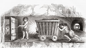 Scene inside an English coal mine, early 19th century (engraving) بواسطة مدرسة اللغة الإنجليزية