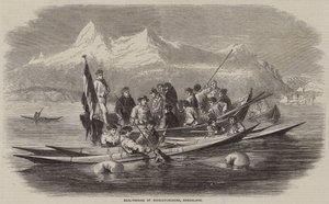Seal-Fishing at Kingigtorssuak, Greenland (engraving) بواسطة مدرسة اللغة الإنجليزية
