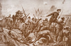 الملازم الثاني GH Woolley في الدفاع عن Hill 60 مع رجاله بواسطة مدرسة اللغة الإنجليزية