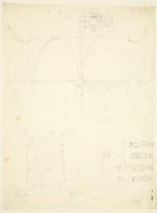 سلسلة من الرسومات التخطيطية لـ Abbey Gatehouse وكاتدرائية Bristol (قلم رصاص وألوان مائية على ورق) بواسطة مدرسة اللغة الإنجليزية