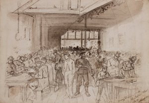 شورديتش ، عشاء بيني في شركة اللحوم الأسترالية ، c.1860 (قلم رصاص ، حبر وغسل على ورق) بواسطة مدرسة اللغة الإنجليزية