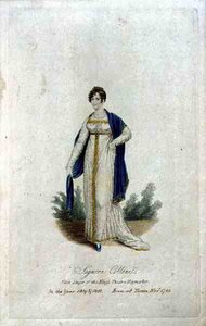 Signora Collini (مواليد 1784) ، المغني الأول لمسرح King's Theatre ، Haymarket في 1809 و 1810 (نقش ملون) بواسطة مدرسة اللغة الإنجليزية