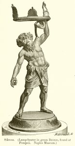 سيلينوس. (حامل مصباح من البرونز الأخضر ، وجد في بومبي. متحف نابولي) (نقش) بواسطة مدرسة اللغة الإنجليزية