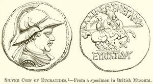 عملة فضية من Eucratides بواسطة مدرسة اللغة الإنجليزية