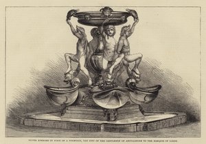 Silver Epergne in form of a Fountain, the Gift of the Gentlemen of Argyllshire to the Marquis of Lorne (engraving) بواسطة مدرسة اللغة الإنجليزية