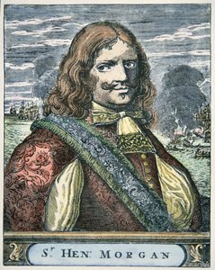 Sir Henry Morgan (c.1635-88) (coloured engraving) بواسطة مدرسة اللغة الإنجليزية