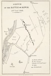 رسم تخطيطي لمعركة Aliwal ، 28 يناير 1846 ، من Cassells Illustrated History of England بواسطة مدرسة اللغة الإنجليزية