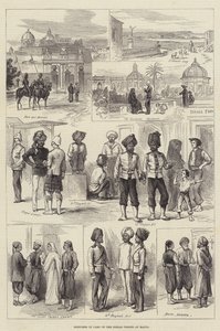 اسكتشات في معسكر القوات الهندية في مالطا (نقش) بواسطة مدرسة اللغة الإنجليزية