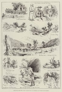 رسومات تخطيطية على طريق التدريب في الساحل الغربي في كانتربري ونيلسون ، نيوزيلندا (نقش) بواسطة مدرسة اللغة الإنجليزية