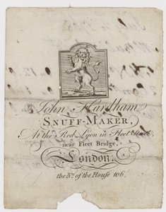 Snuff Maker ، John Hardham ، البطاقة التجارية بواسطة مدرسة اللغة الإنجليزية