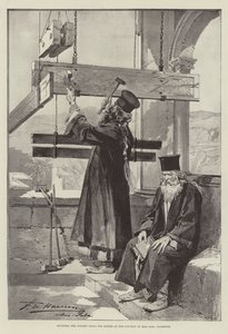 قرع الأجراس الخشبية لعيد الفصح في دير مار سابا ، فلسطين (نقش) بواسطة مدرسة اللغة الإنجليزية