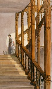 الدرج الجنوبي ، Audley End House ، أواخر القرن التاسع عشر (ألوان مائية على ورق) بواسطة مدرسة اللغة الإنجليزية