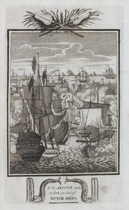 Sr G Ayscue takes or sinks 30 Sail of Dutch Ships (engraving) بواسطة مدرسة اللغة الإنجليزية