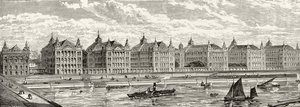 مستشفى سانت توماس في القرن التاسع عشر ، من "London Pictures: Drawn with Pen and Pencil" ، بقلم القس ريتشارد لوفيت ، نُشر عام 1890 بواسطة مدرسة اللغة الإنجليزية