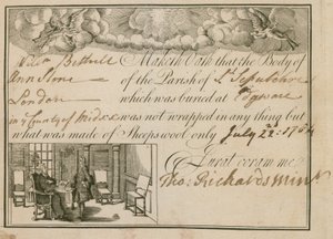 بيان أن آن سلون دفنت في صوف الأغنام ، 1784