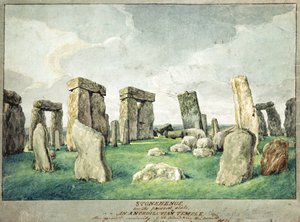 ستونهنج في حالته الحالية ، معبد Anpedilunian ، 1821 (مرحاض على ورق) بواسطة مدرسة اللغة الإنجليزية